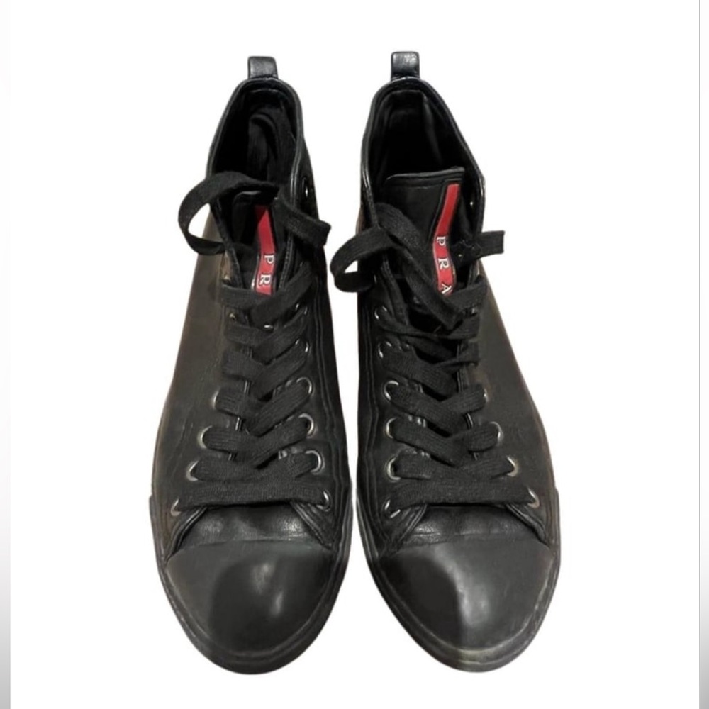 Prada leather ankle sneakers